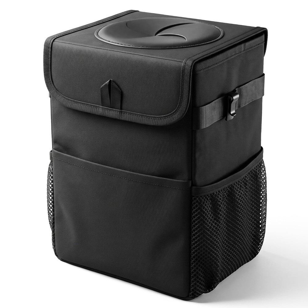 Waterproof Car Trash Can With Lid - Katlanabilir, Kapaklı, İçinde Saklama Cepleri Bulunan,